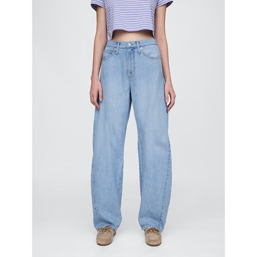 GAP High Rise Ultrasoft Barrel Jeans Light Indigo Blue 29 / 8